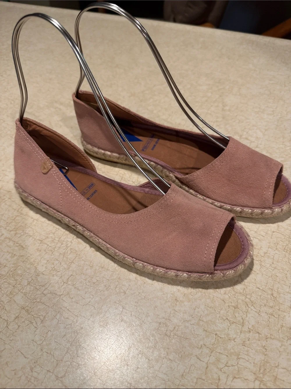 Women's Suede Open-Toe Espadrille Wedge - Dusty Rose